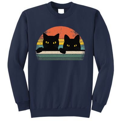 Black Cat Vintage Retro Style Cats Lover Gift Sweatshirt