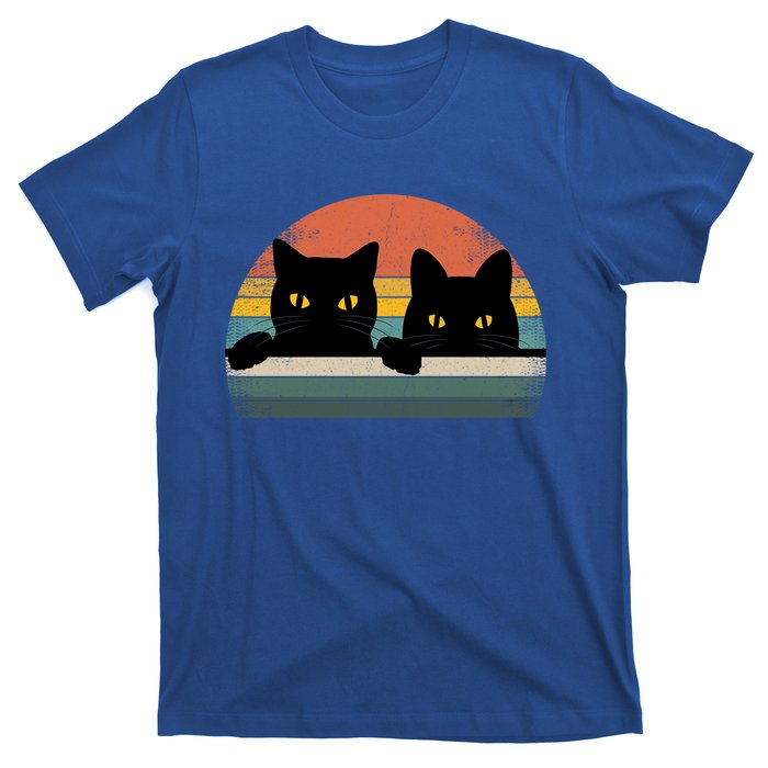 Black Cat Vintage Retro Style Cats Lover Gift T-Shirt