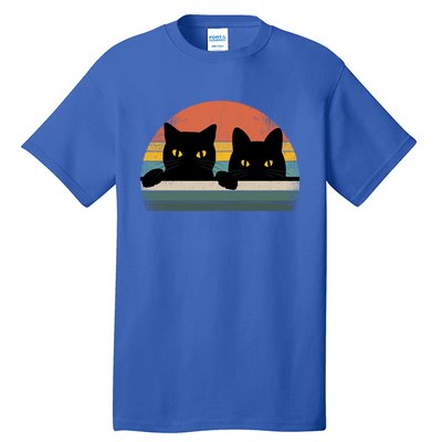 Black Cat Vintage Retro Style Cats Lover Gift Tall T-Shirt