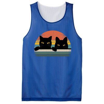 Black Cat Vintage Retro Style Cats Lover Gift Mesh Reversible Basketball Jersey Tank