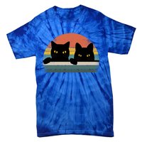 Black Cat Vintage Retro Style Cats Lover Gift Tie-Dye T-Shirt