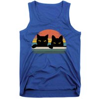 Black Cat Vintage Retro Style Cats Lover Gift Tank Top