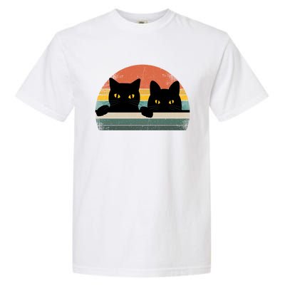 Black Cat Vintage Retro Style Cats Lover Gift Garment-Dyed Heavyweight T-Shirt