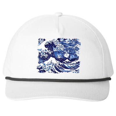 Blue Cats Wave For Kamala Funny Cat Lovers Kamala Harris Snapback Five-Panel Rope Hat