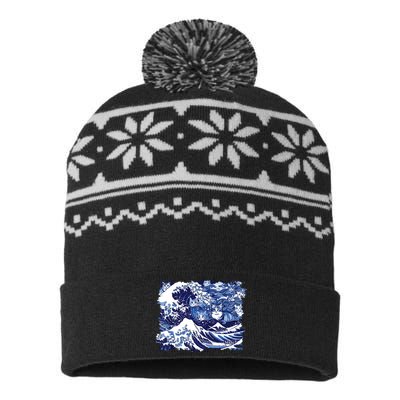 Blue Cats Wave For Kamala Funny Cat Lovers Kamala Harris USA-Made Snowflake Beanie