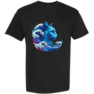 Blue Cat Wave For Kamala 47 Funny Cat Ladies Harris 2024 Garment-Dyed Heavyweight T-Shirt