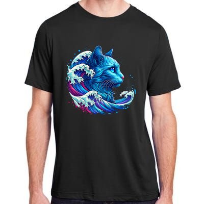 Blue Cat Wave For Kamala 47 Funny Cat Ladies Harris 2024 Adult ChromaSoft Performance T-Shirt