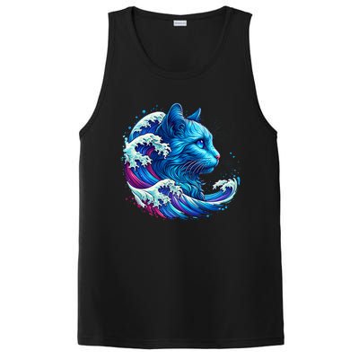 Blue Cat Wave For Kamala 47 Funny Cat Ladies Harris 2024 PosiCharge Competitor Tank