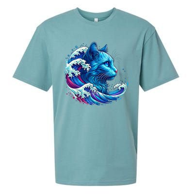 Blue Cat Wave For Kamala 47 Funny Cat Ladies Harris 2024 Sueded Cloud Jersey T-Shirt