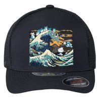 Blue Cats Wave For Kamala Funny Cat Lady President Flexfit Unipanel Trucker Cap