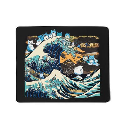 Blue Cats Wave For Kamala Funny Cat Lady President Mousepad