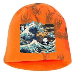 Blue Cats Wave For Kamala Funny Cat Lady President Kati - Camo Knit Beanie