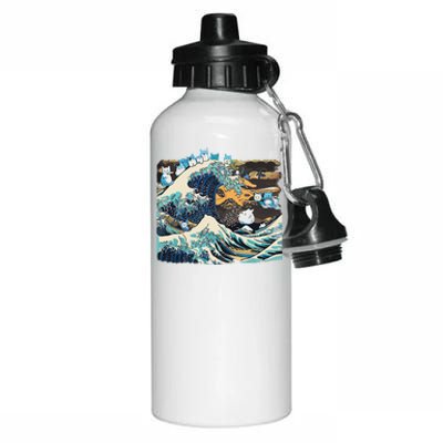 Blue Cats Wave For Kamala Funny Cat Lady President Aluminum Water Bottle 