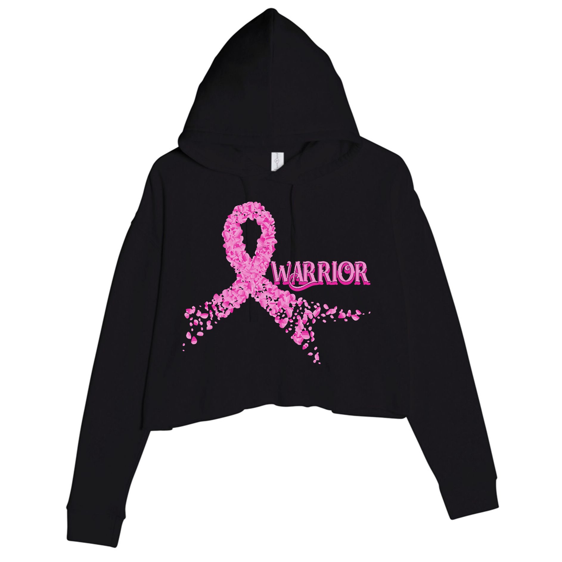 Breast Cancer Warrior Crop Fleece Hoodie