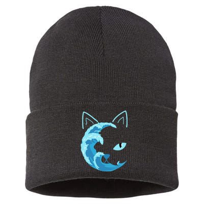 Blue Cats Wave For Kamala Funny Blue Wave Of Cat Ladies Gift Sustainable Knit Beanie