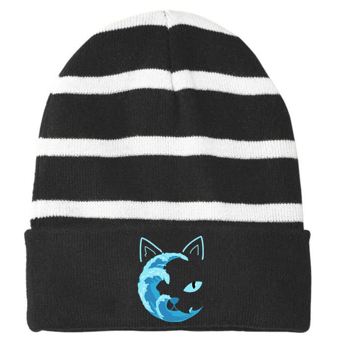 Blue Cats Wave For Kamala Funny Blue Wave Of Cat Ladies Gift Striped Beanie with Solid Band