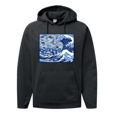 Blue Cats Wave For Kamala Funny Cat Ladies Wave Of Blue Design Performance Fleece Hoodie