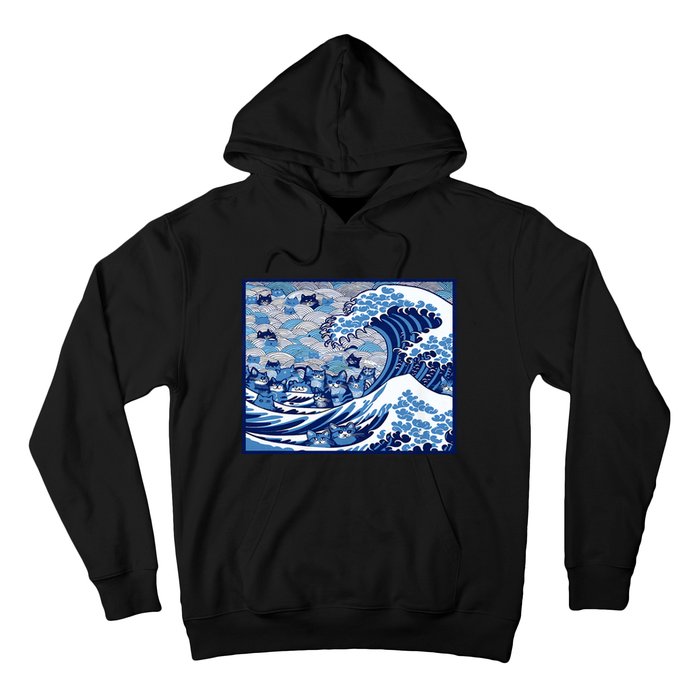 Blue Cats Wave For Kamala Funny Cat Ladies Wave Of Blue Design Hoodie