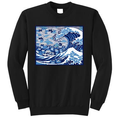 Blue Cats Wave For Kamala Funny Cat Ladies Wave Of Blue Design Sweatshirt