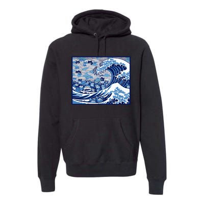 Blue Cats Wave For Kamala Funny Cat Ladies Wave Of Blue Design Premium Hoodie