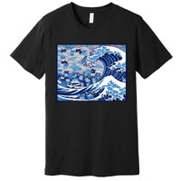 Blue Cats Wave For Kamala Funny Cat Ladies Wave Of Blue Design Premium T-Shirt