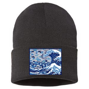 Blue Cats Wave For Kamala Funny Cat Ladies Wave Of Blue Design Sustainable Knit Beanie