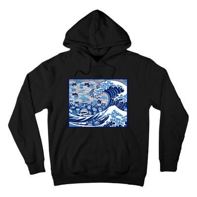 Blue Cats Wave For Kamala Funny Cat Ladies Wave Of Blue Design Tall Hoodie