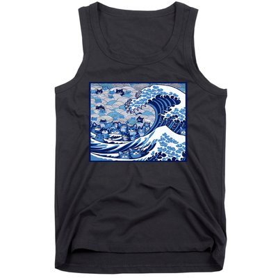 Blue Cats Wave For Kamala Funny Cat Ladies Wave Of Blue Design Tank Top