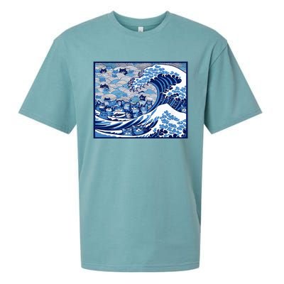 Blue Cats Wave For Kamala Funny Cat Ladies Wave Of Blue Design Sueded Cloud Jersey T-Shirt