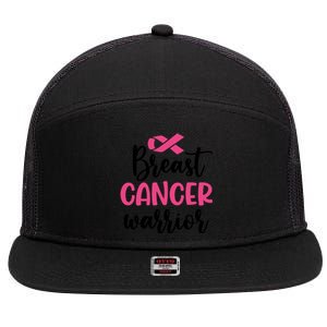 Breast Cancer Warrior Pink Ribbon Breast Cancer 7 Panel Mesh Trucker Snapback Hat