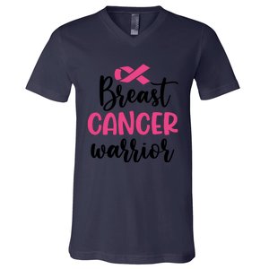 Breast Cancer Warrior Pink Ribbon Breast Cancer V-Neck T-Shirt