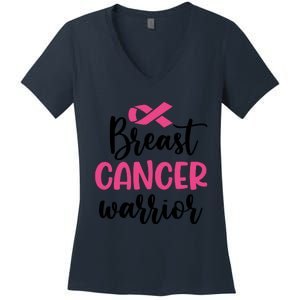 Breast Cancer Warrior Pink Ribbon Breast Cancer Women's V-Neck T-Shirt