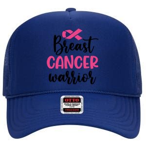 Breast Cancer Warrior Pink Ribbon Breast Cancer High Crown Mesh Back Trucker Hat