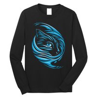 Blue Cat Wave For Kamala 47 Funny Cat Ladies Harris 2024 Long Sleeve Shirt