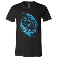 Blue Cat Wave For Kamala 47 Funny Cat Ladies Harris 2024 V-Neck T-Shirt