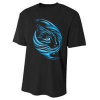 Blue Cat Wave For Kamala 47 Funny Cat Ladies Harris 2024 Performance Sprint T-Shirt