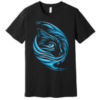 Blue Cat Wave For Kamala 47 Funny Cat Ladies Harris 2024 Premium T-Shirt