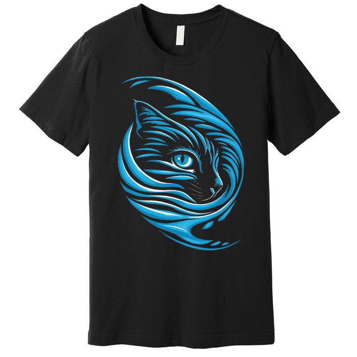 Blue Cat Wave For Kamala 47 Funny Cat Ladies Harris 2024 Premium T-Shirt