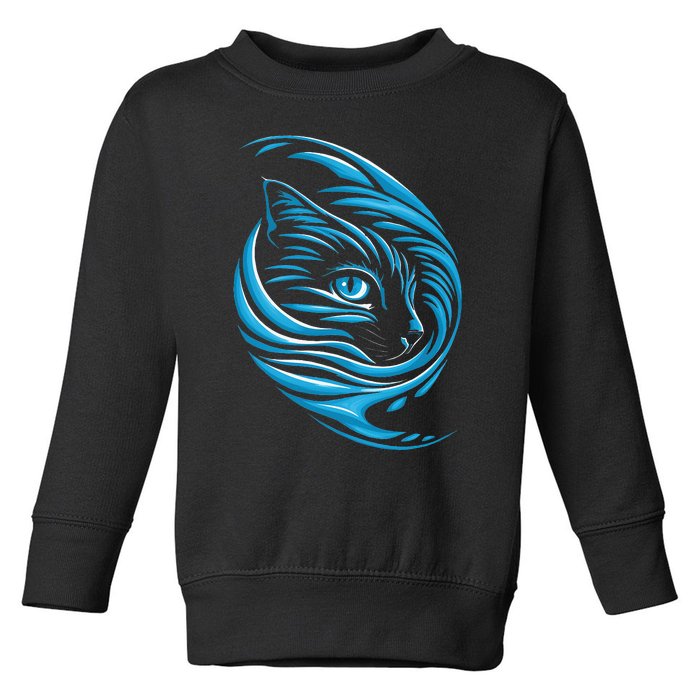 Blue Cat Wave For Kamala 47 Funny Cat Ladies Harris 2024 Toddler Sweatshirt