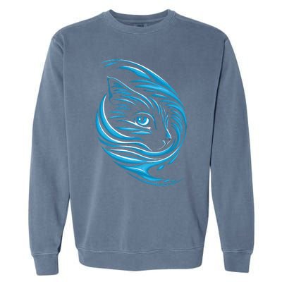 Blue Cat Wave For Kamala 47 Funny Cat Ladies Harris 2024 Garment-Dyed Sweatshirt