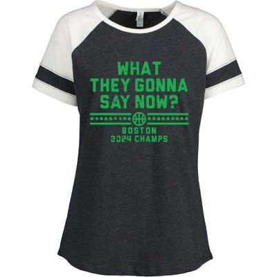 Boston Champs What They Gonna Say Now Enza Ladies Jersey Colorblock Tee