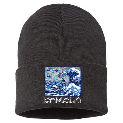 Blue Cats Wave For Kamala Sustainable Knit Beanie