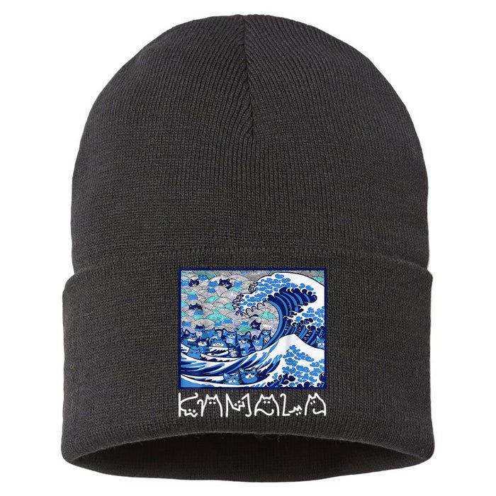 Blue Cats Wave For Kamala Sustainable Knit Beanie