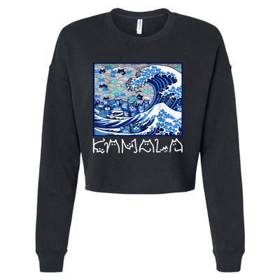 Blue Cats Wave For Kamala Cropped Pullover Crew