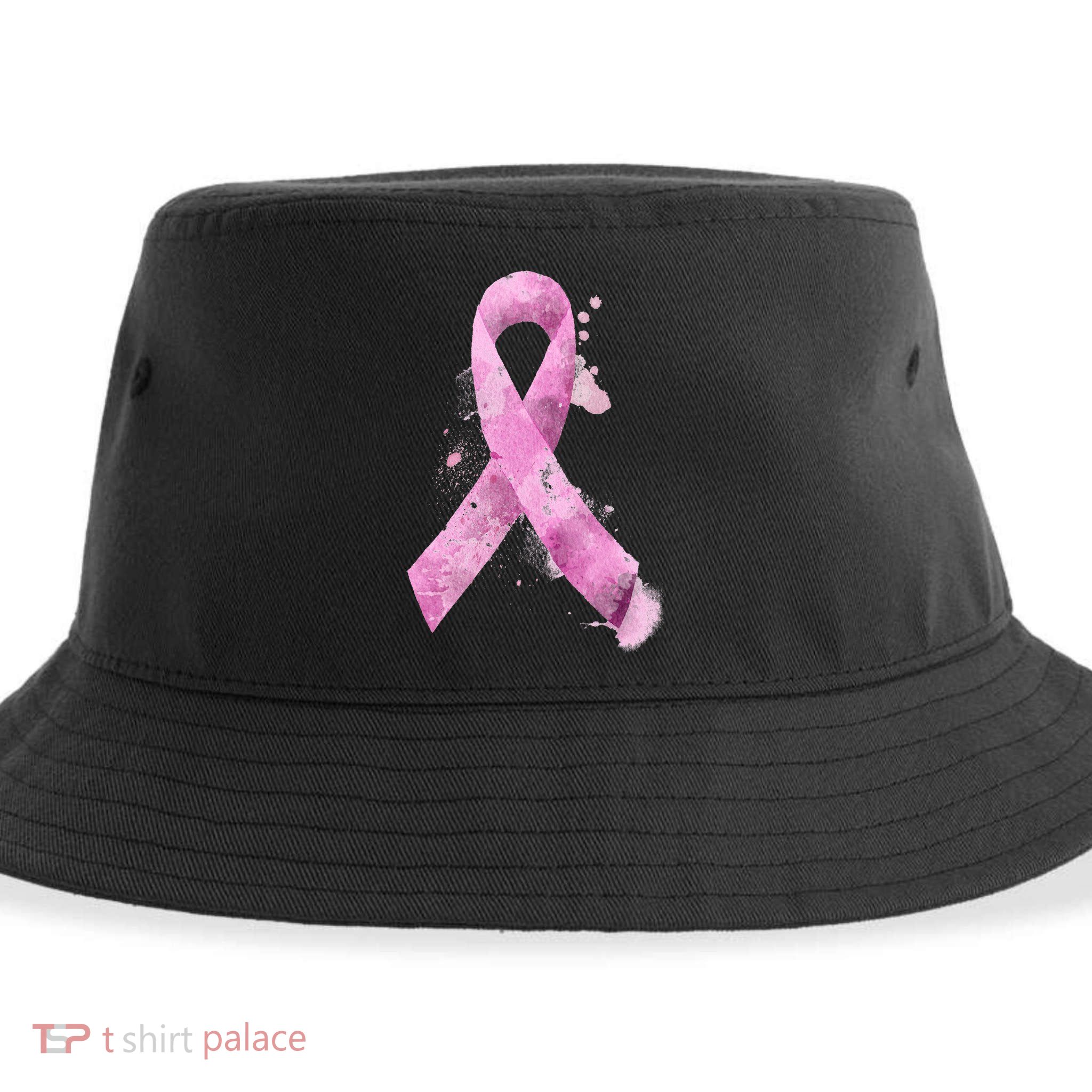 Breast Cancer Watercolor Ribbon Sustainable Bucket Hat