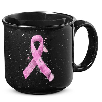 Breast Cancer Watercolor Ribbon 15oz Campfire Ceramic Mug