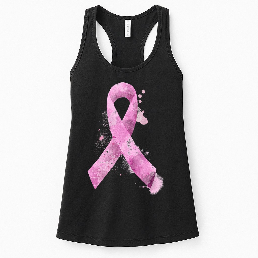 Breast Cancer Watercolor Ribbon Womens Tank Top