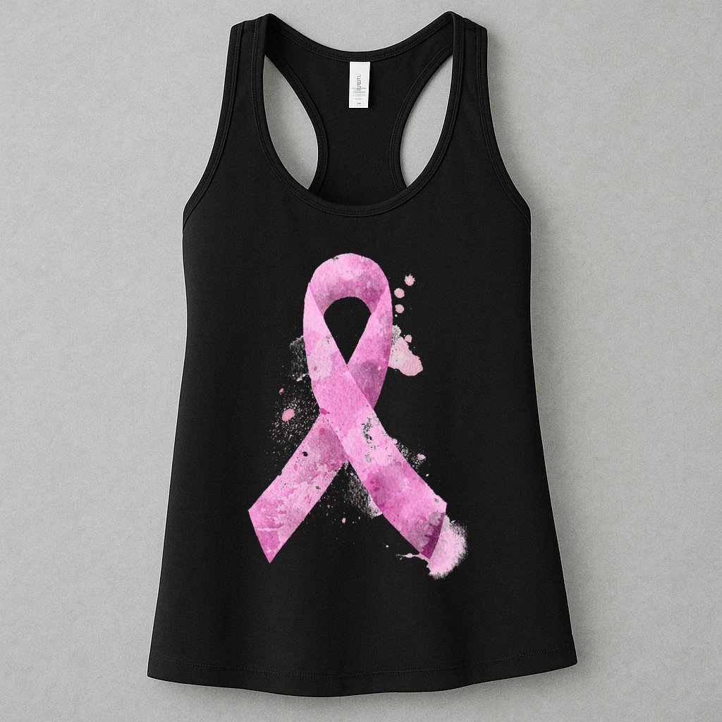 Breast Cancer Watercolor Ribbon Womens Tank Top