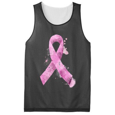 Breast Cancer Watercolor Ribbon Mesh Reversible Basketball Jersey Tank