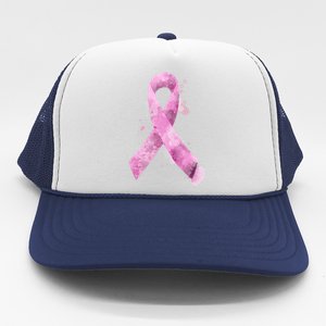 Breast Cancer Watercolor Ribbon Trucker Hat